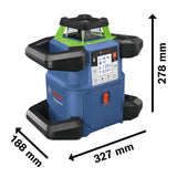 Bosch Professional Nivel láser giratorio sistema de 18V GRL 650 CHVG (láser verde, nivelación exterior, 1 batería 18 V 4,0 Ah + cargador, función aplicación, alcance: 650 m, en maletín de transporte)
