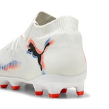 PUMA Future 8 Pro FG/AG Jr - Tenis de fútbol Unisex para niños, Puma Blanco Puma Negro Rojo Brillante, 34 EU