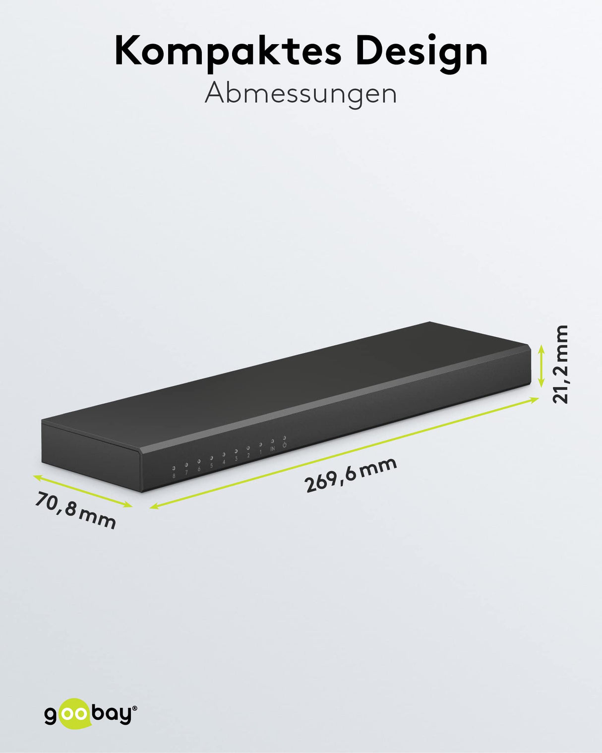 goobay Divisor HDMI 58484 1 a 8/HDMI Compatible con resoluciones de hasta 4 K a 60 Hz, 1 señal de Entrada HDMI a hasta 8 Salidas HDMI como TV, Monitor, proyector, PS5 y Xbox/Negro