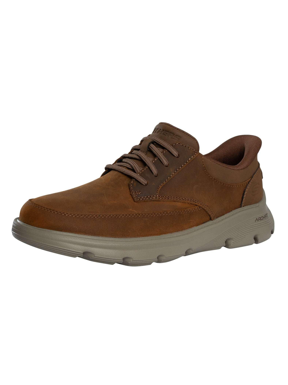 Skechers Arch Fit Garza Rowan, Zapatillas Hombre, Dark Brown Leather/Synthetic, 41.5 EU