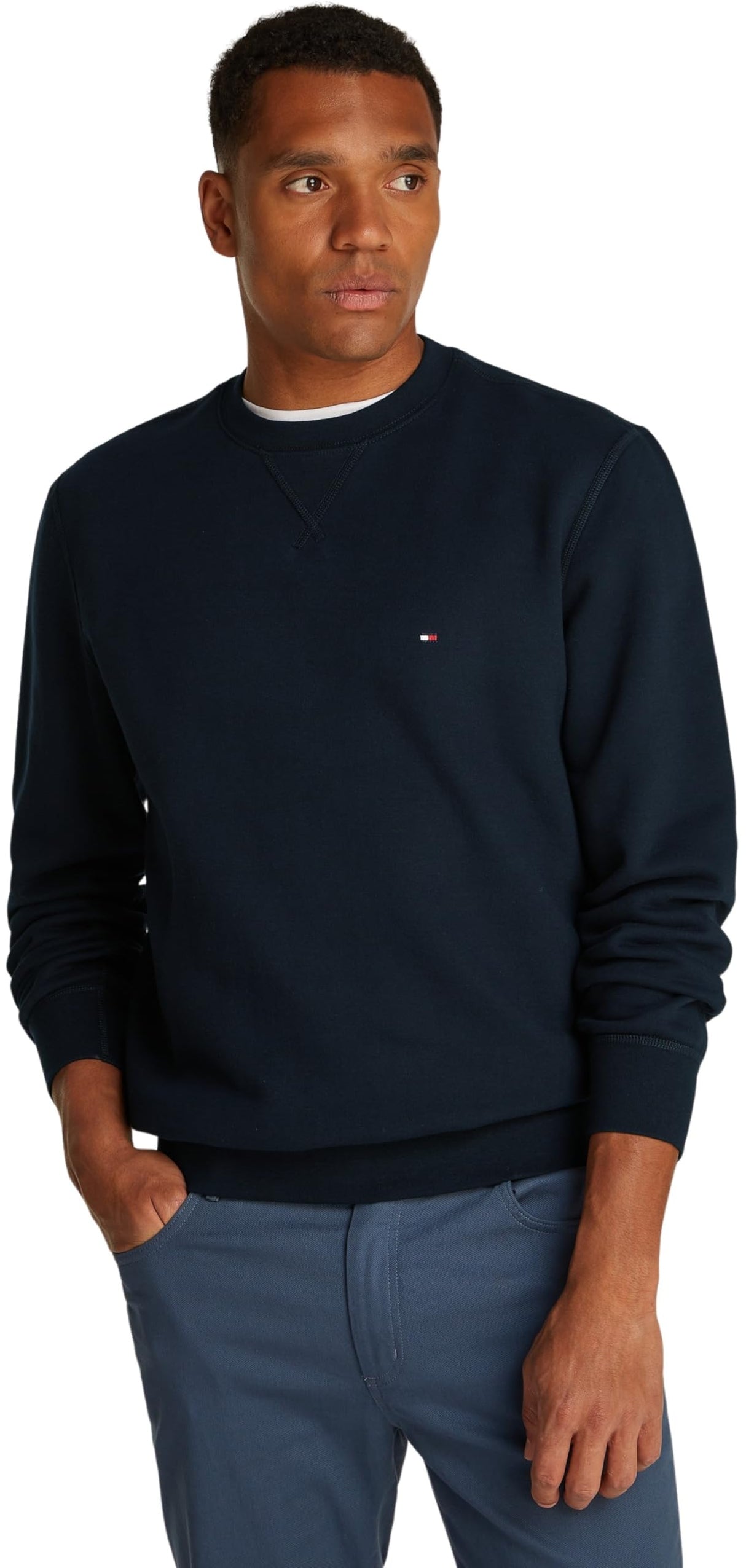 Tommy Hilfiger Sudadera Hombre Essential Fleece Crew Neck Regular Fit, Azul (Desert Sky), 3XL