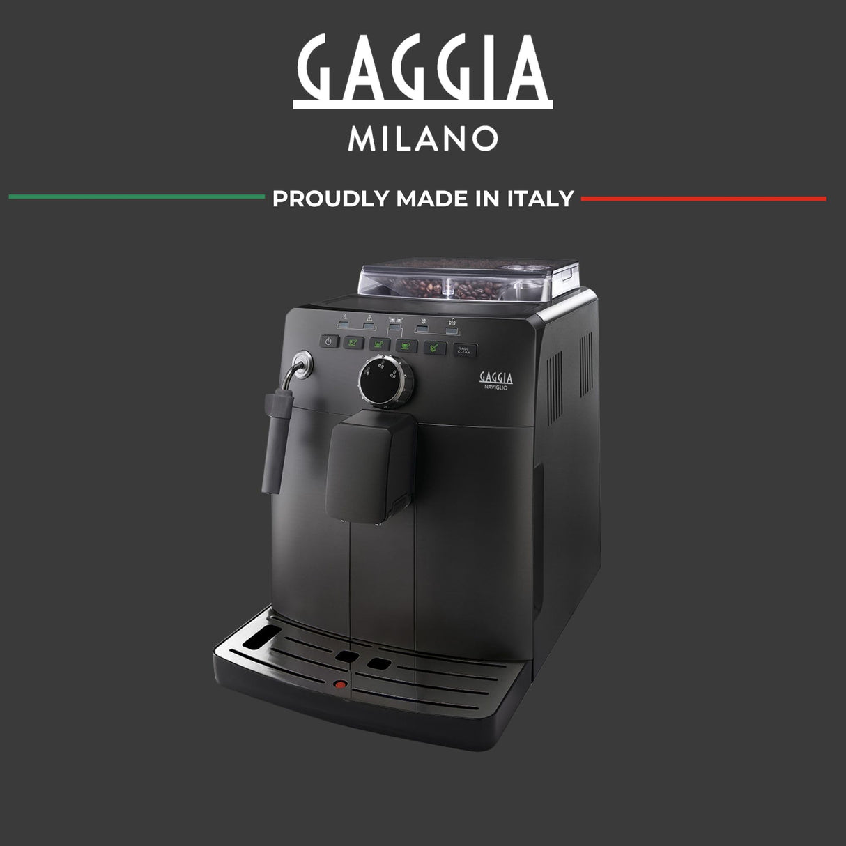 Gaggia HD8749/01 Naviglio Black, Cafetera Automática, para Espresso y Cappuccino, Café en Grano, 15 bares, 1850W, Negro, 100% Made in Italy