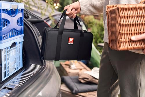 ZWILLING Four Star Traveller Set de cuchillos de 7 piezas para viajes, juego de 3 cuchillos, tabla de cortar, cuchillo de sumer, tijeras multiusos y bolsa de transporte, fabricado en Alemania