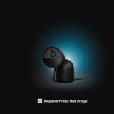 Philips Hue Secure Cámara de Video Vigilancia Inteligente con Base, para Exteriores o Interiores, Versión con Cable, Full HD Video, Control de Seguridad e Iluminación en Una Sola App, Negro