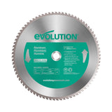 Evolution 355mm A355TCT-80CS Hoja de sierra para cortar aluminio - Hoja de sierra de metal con punta de carburo de 80 dientes que casi no genera calor, rebabas ni chispas