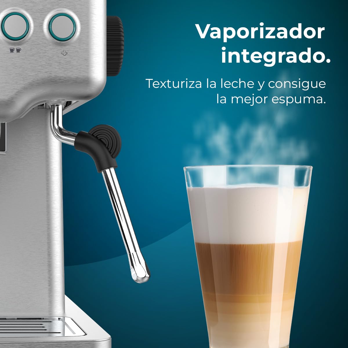 Cecotec Cafetera Express Barista Power Espresso 20 Barista Mini. 1465 W, 20 Bares, Manometro y ThermoblocK, Vaporizador Orientable y Brazo con Doble Salida, 1,8 L de Capacidad