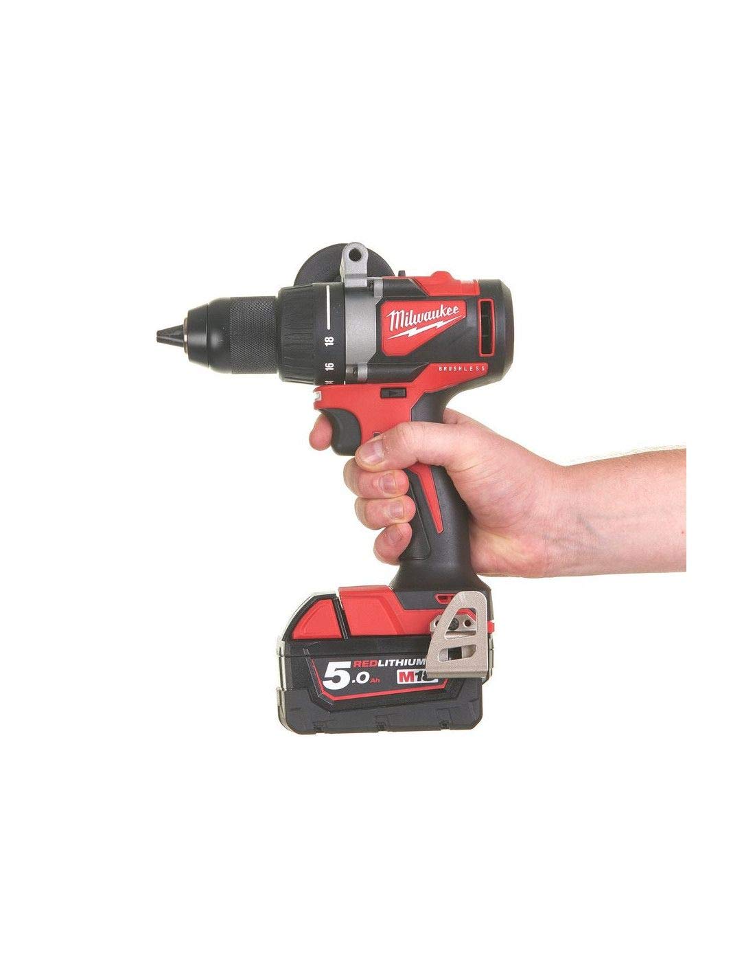 Taladro de tornillo MILWAUKEE Brushless M18 BLDDD2-502X - 2 baterías 18V 5.0Ah - 1 cargador 4933464515