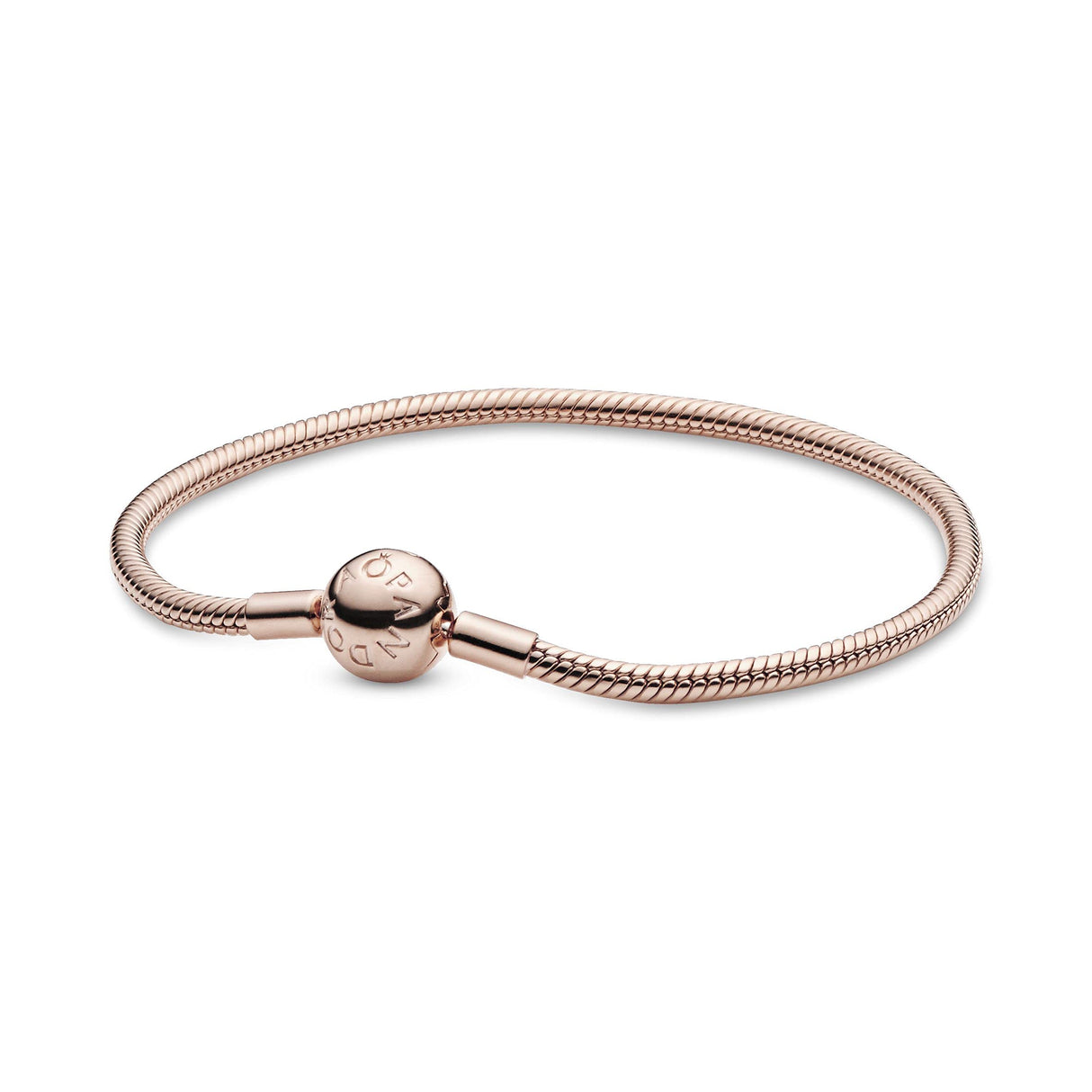 Pandora Icons Pulsera con cadena de serpiente chapada en oro rosa de 14 quilates, 19