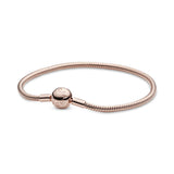 Pandora Icons Pulsera con cadena de serpiente chapada en oro rosa de 14 quilates, 19