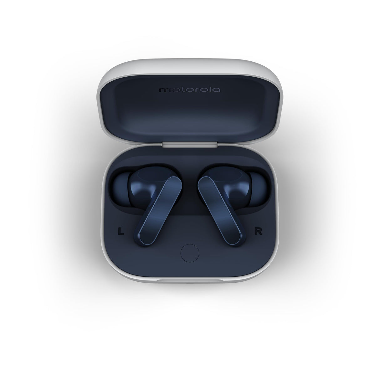 Motorola Moto Buds, Auriculares inalámbricos, Sonido inmersivo con Dolby Atmos, reducción de Ruido, autonomía de 42 Horas, 3 micrófonos, Azul Marino [Versión Francesa]
