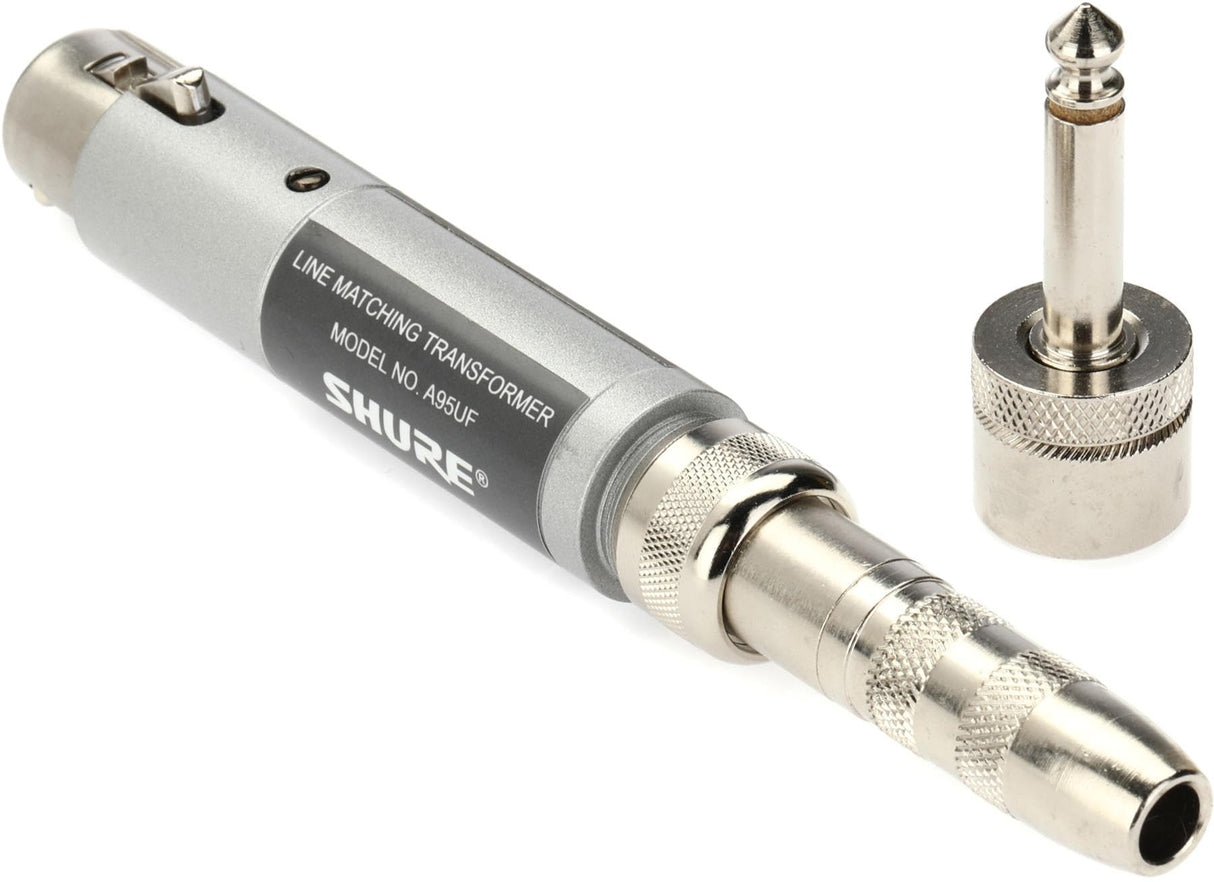 Shure A95UF Transformador, conector hembra XLR a alta Z MC1M con acoplamiento de 1/4-pulgadas teléfono conector/jack