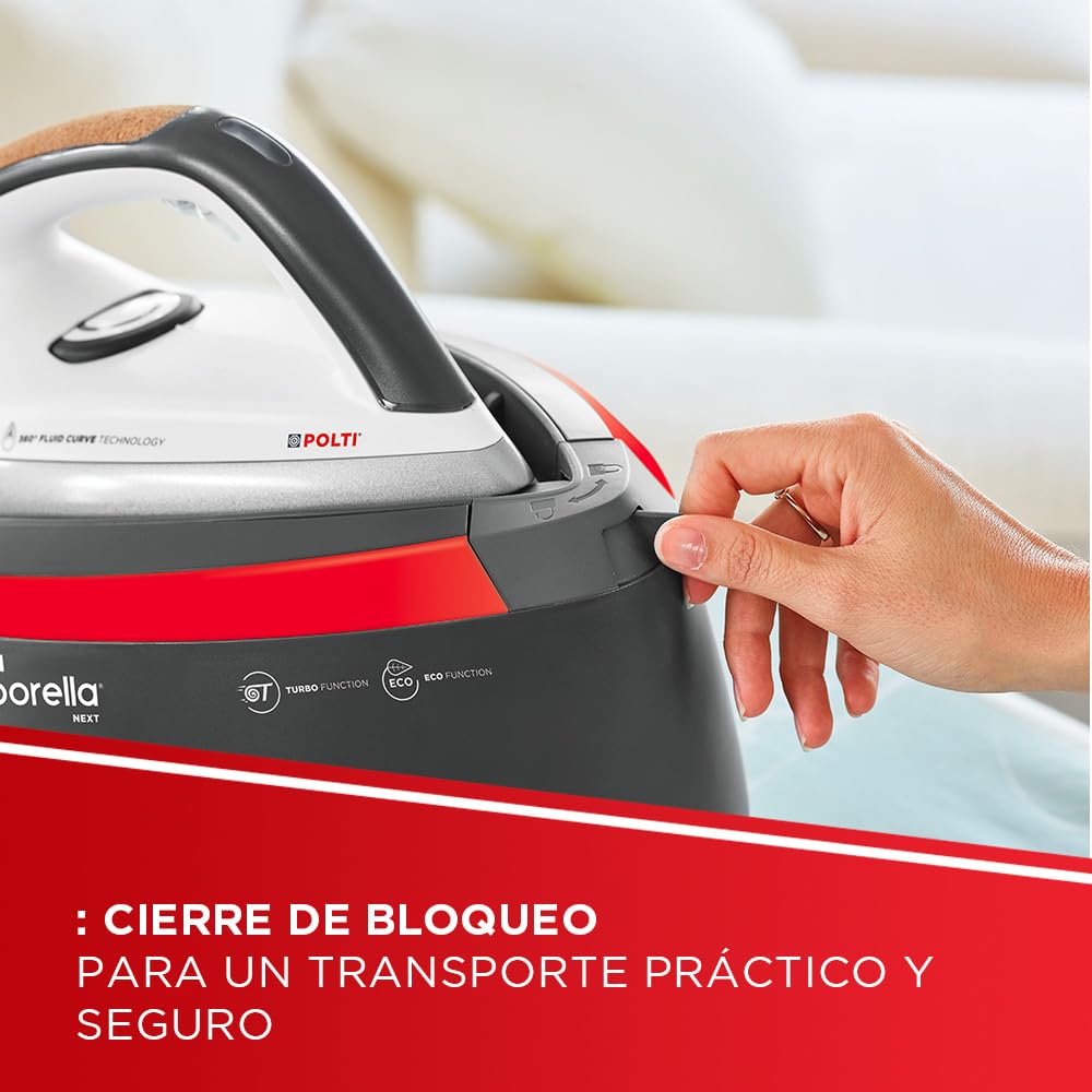 Polti Vaporella Next VN18.30, Plancha de Vapor con Caldera, Presión hasta 6 Bar, Potencia 2200 W, Función Eco y Turbo, Autonomía ilimitada, Steam Pulse 350 g, Gris y Rojo