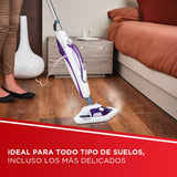 Polti Vaporetto SV440 Doble, Escoba a Vapor 2 en 1 con Limpiador Portátil, Potencia Máxima 1500 W, 11 Accesorios Incluidos, Calentamiento en 15 Segundos, Depósito Extraíble, Blanco y Morado