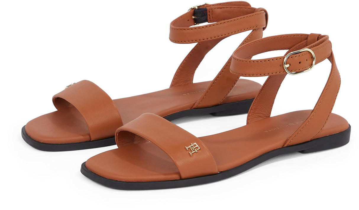 Tommy Hilfiger Sandalias Mujer Ankle Strap de piel, Marrón (Cinnamon Bark), 40
