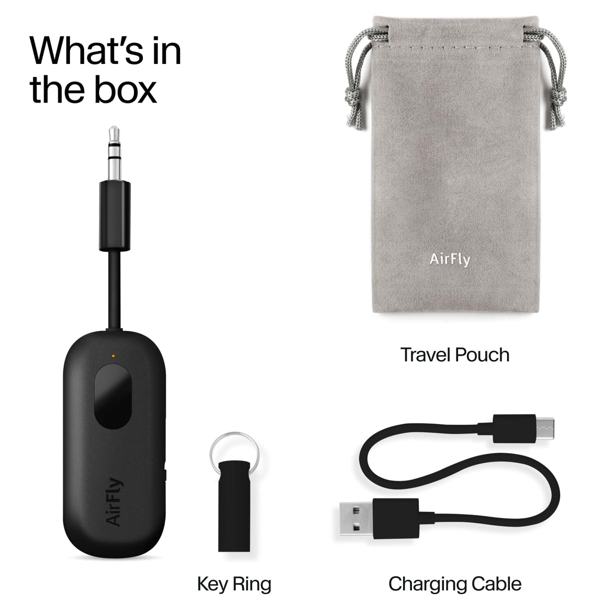 Twelve South AirFly Pro - Transmisor/Receptor de Audio inalámbrico Bluetooth para hasta 2 AirPods/Auriculares inalámbricos; Uso con Cualquier Conector de Audio de 3,5 mm, Color Negro
