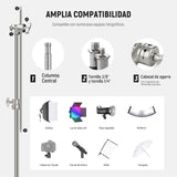 NEEWER Soporte C de Acero Inoxidable de 3,2m con Brazo de Pértigaa, Varilla Central más Gruesa, Carga Máxima 20kg, Fotografía Luz Soporte con Brazo de 1,27m para Monolight Softbox, SC320Q