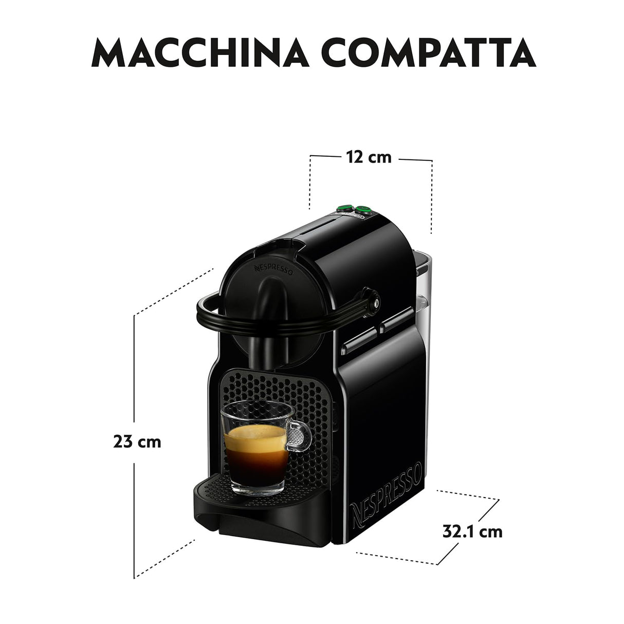 Nespresso DeLonghi Inissia Milk EN 80BAE-Cafetera de cápsulas, 19 bares, compacta, apagado automático, color Black