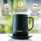 Muggo Taza calefactora, Copa Warmer, Control de Temperatura, 45°C/62.5°C, Calentador USB Oficina/Casa, Batería de Larga duración, Taza térmica de café/té, Limpieza fácil, Taza magnética