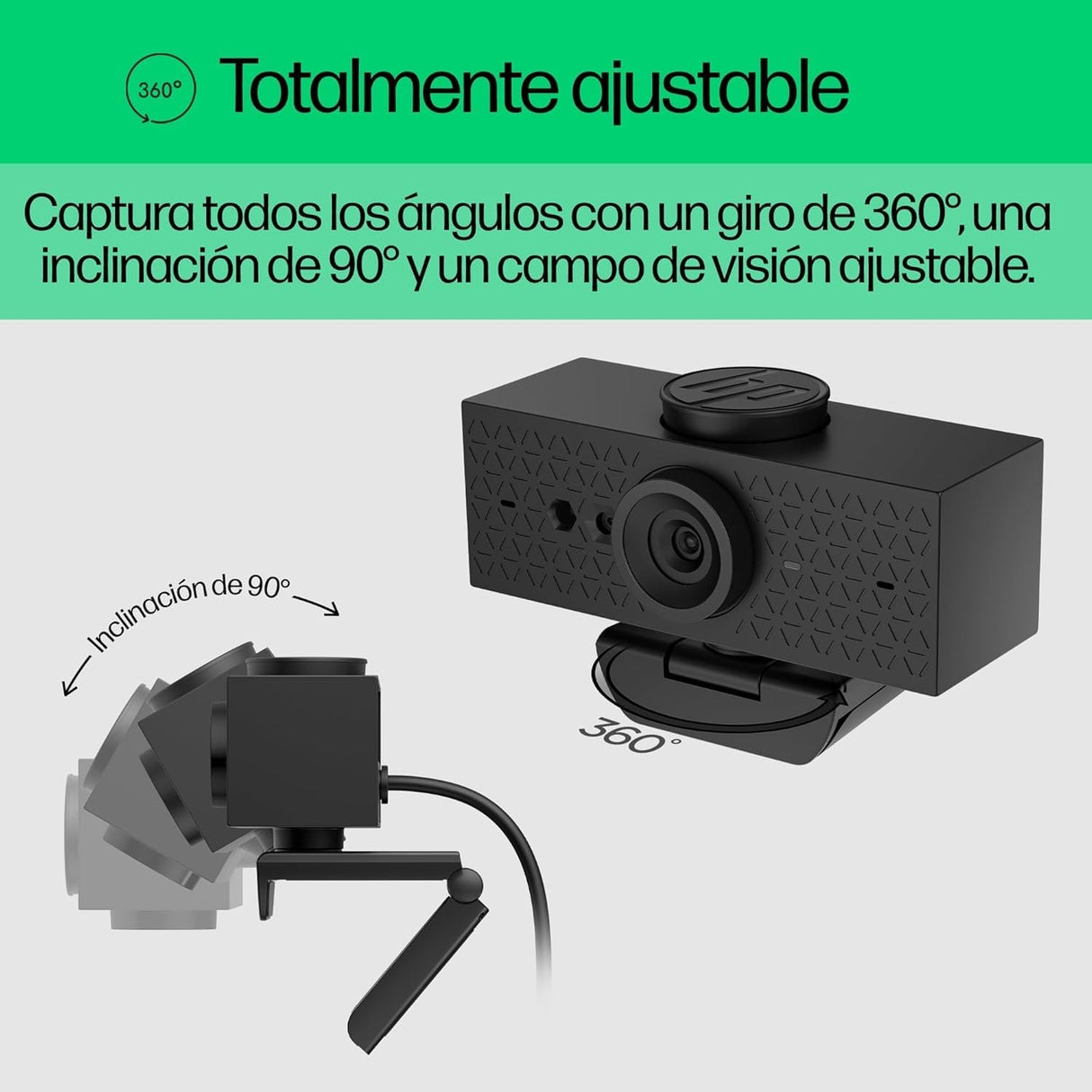 HP 620 Webcam - Full HD, 1920 x 1080, videoconferencias, autoenfoque, micrófono Integrado, Windows Hello, Teams, Zoom, Google Meet, Twitch, Youtube, Streaming - Color Negro