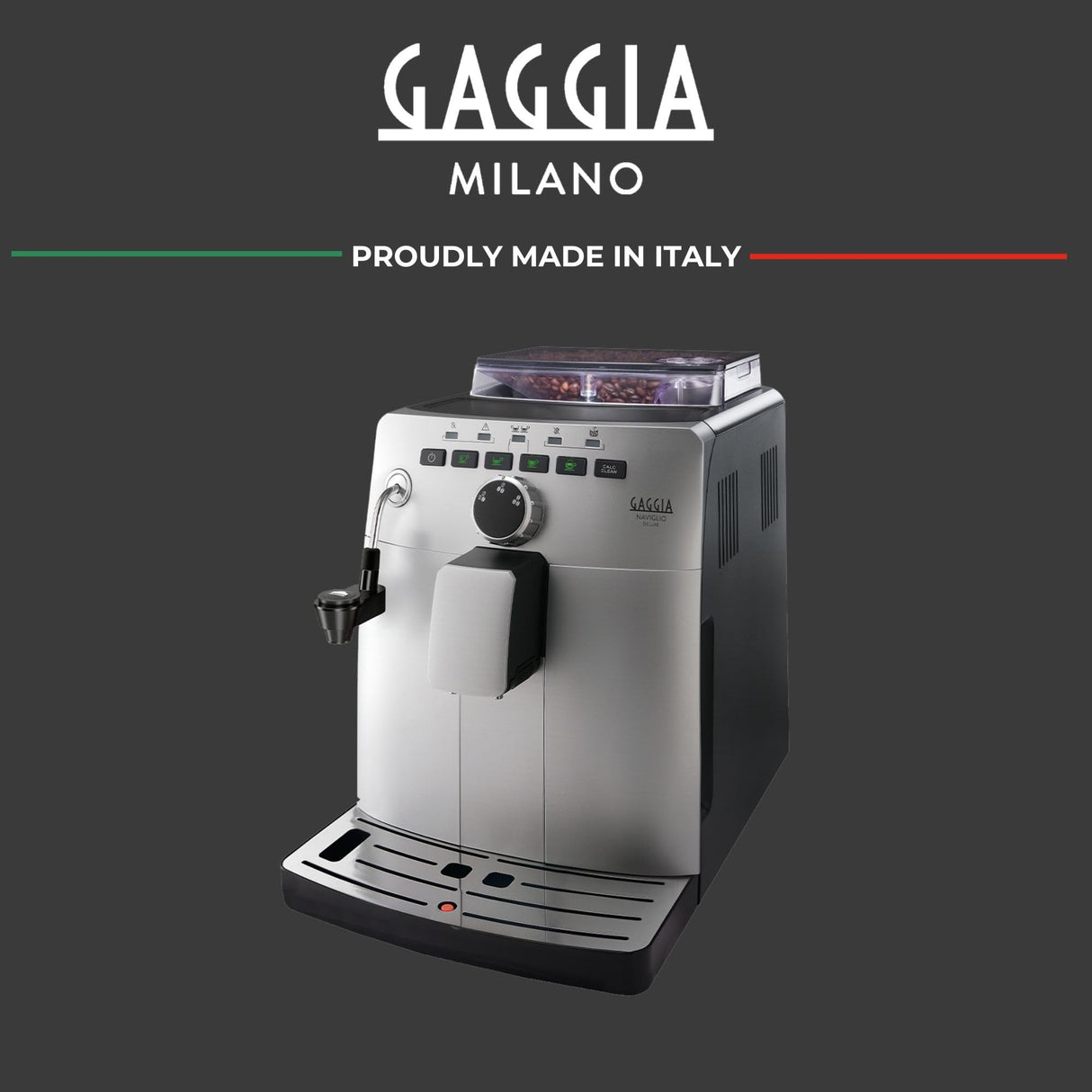 Gaggia HD8749/11 Naviglio Deluxe - Cafetera Automática, para Espresso y Cappuccino, Café en Grano, 1,5 L, 100% Made in Italy 15 Bar, 1850 W, 230V, Plata, 100% Made in Italy