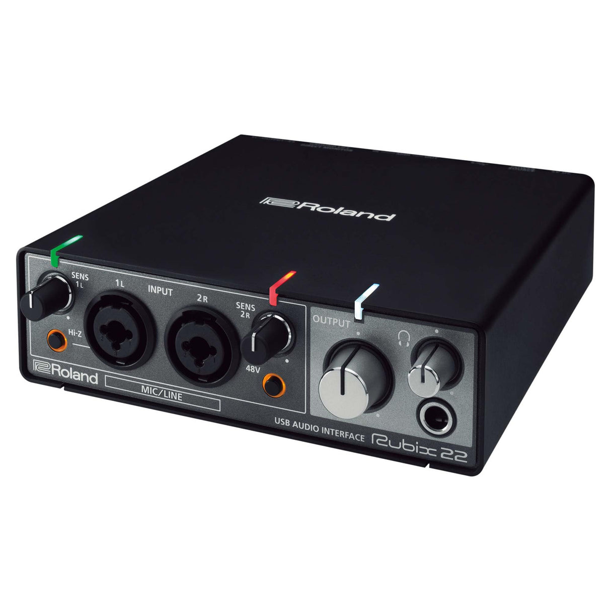 Roland Rubix22 Interfaz de audio USB de dos entradas y dos salidas | Audio en alta resolución | Graba con micros, guitarras, teclas y más | Compacto y resistente | Compatible con Mac, PC y iPad