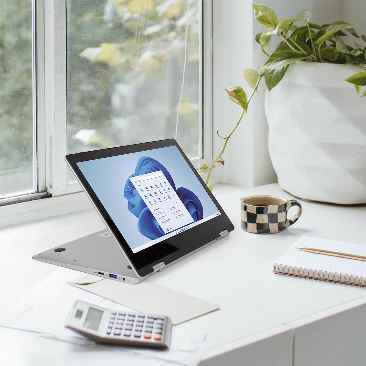 PRIXTON Ordenador Portátil Convertible Flex Pro con Pantalla Táctil de 11.6”, Windows 11 Home, Procesador Intel Celeron N4020, Memoria 4GB RAM / 128GB, Teclado en Español
