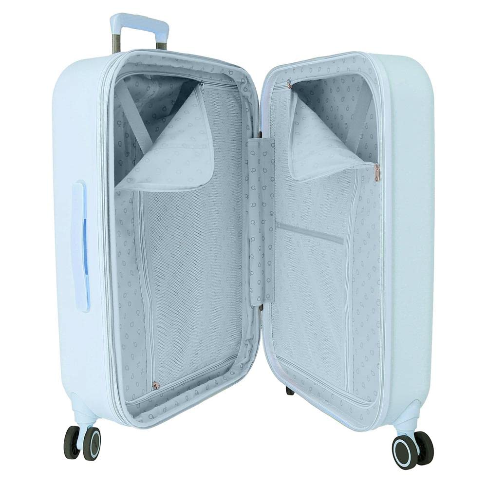 Disney Mickey Happiness Maleta Mediana Azul 48x70x28 cms Rígida ABS Cierre TSA Integrado 79L 4,32 kgs 4 Ruedas Dobles