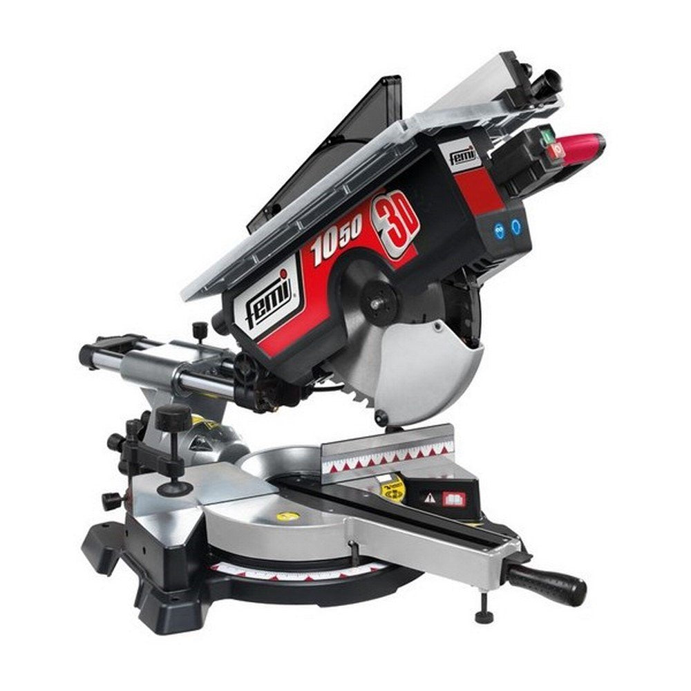 FEMI FM-1050/3D - Ingletadora Telescópica 305mm - Corte Preciso en Madera y Aluminio - Hoja de Sierra de Alta Durabilidad - 1800W - Incluye Mesa y Láser
