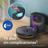 Philip Homerun 2000 - Robot Aspirador y friegasuelos - Potencia Extra Fuerte, potenciador para alfombras, Radar LDS, estación de autovaciado de 70 días, aplicación Homerun, Blanco Ártico (XU2100/25)