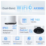TP-Link Deco X50-Outdoor (1-Pack) - Sistema WiFi 6 AI Mesh, AX3000 Doble Banda 2.4 GHz/5 GHz,4k, Cobertura hasta 232 m2, 2X Puertos GigabIt por Unidad, Certificado como Resistente al Agua y al Polvo