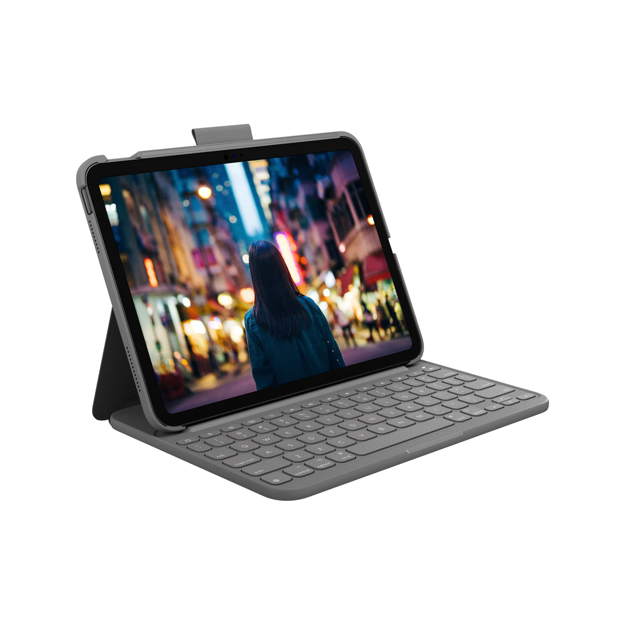Logitech para iPad (10.ª generación) Funda con Teclado| Slim Folio con Teclado inalámbrico Integrado (Grafito) - French Layout