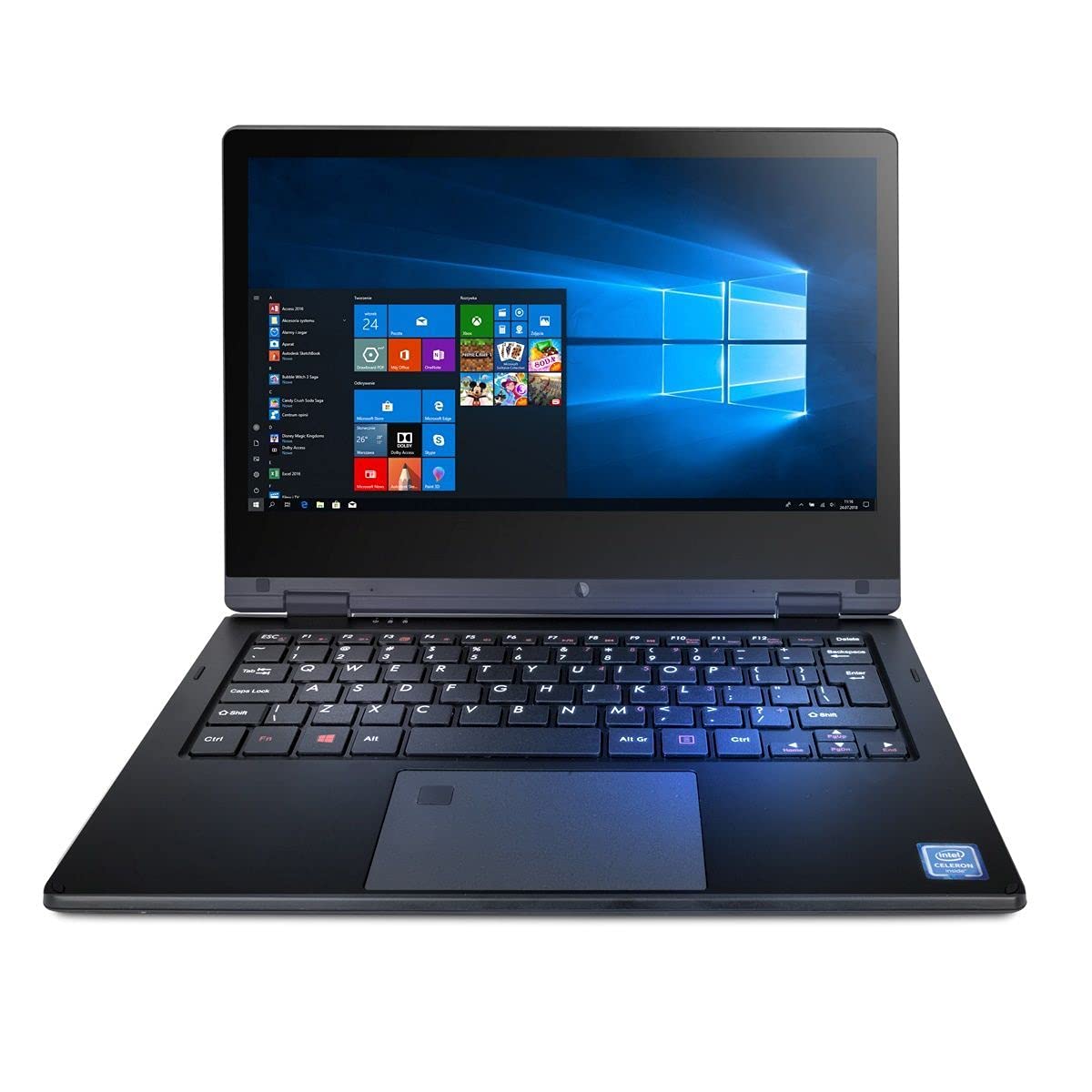 TECHBITE Portátil ARC de 11,6 Pulgadas HD, 4 GB de ram, 128 GB de Memoria Interna, portátil con Pantalla táctil, Pantalla giratoria, Windows 10 Pro, 4000 mAh, Intel Celeron N4020, Teclado EN, Negro