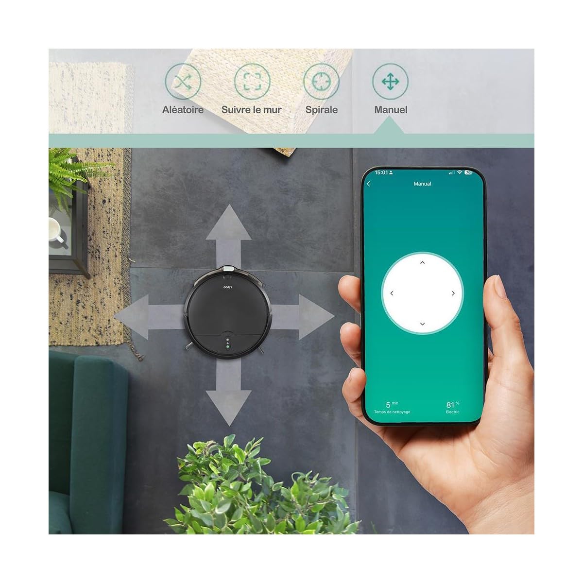 Livoo WASH'UP Aspirador Robot Lavador conectado DOH145 - programable, compatible con Alexa y Google Home, 4 modos