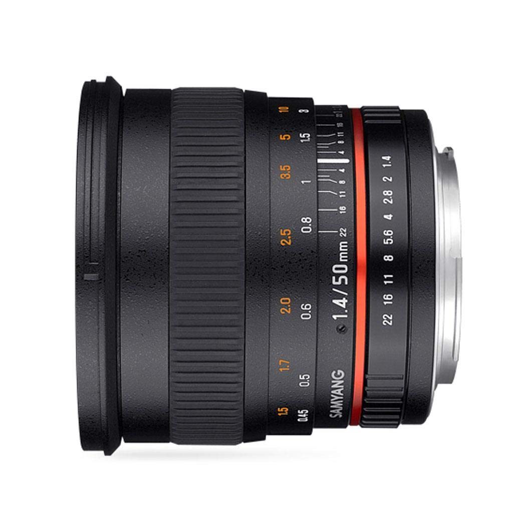Samyang F1111106101 - Objetivo fotográfico DSLR para Sony E (Distancia Focal Fija 50mm, Apertura f/1.4-22 AS UMC, diámetro Filtro: 77mm), Negro