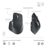 Logitech MX Keys S Combo, Teclado y Ratón Inalámbricos de Calidad con Apoyo, Iluminación, Desplazamiento Rápido, Bluetooth, USB C, para Windows/Linux/Chrome/Mac, Disposición QWERTY Español, Grafito