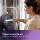 Philips PerfectCare Elite Plancha Vertical Vapor - 2700 W, 520 g De Vapor, 7,5 Bares, Tecnología OptimalTEMP, Modo ECO, T-ionicGlide, Azul/Blanco (GC9635/20)