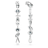 Swarovski Pendientes Mesmera, Diseño asimétrico, Tallas mixtas, Largos, Blancos, Baño de rodio