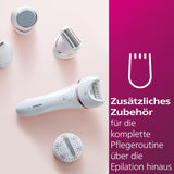 Philips Depiladora Mujer Serie 8000, 9 en 1, Para Cuerpo, Cara, Pies y Bikini, Uso en Seco o Humedo, Piel Suave desde Casa, Cabezal Ceramico, BRE740/10, Blanco