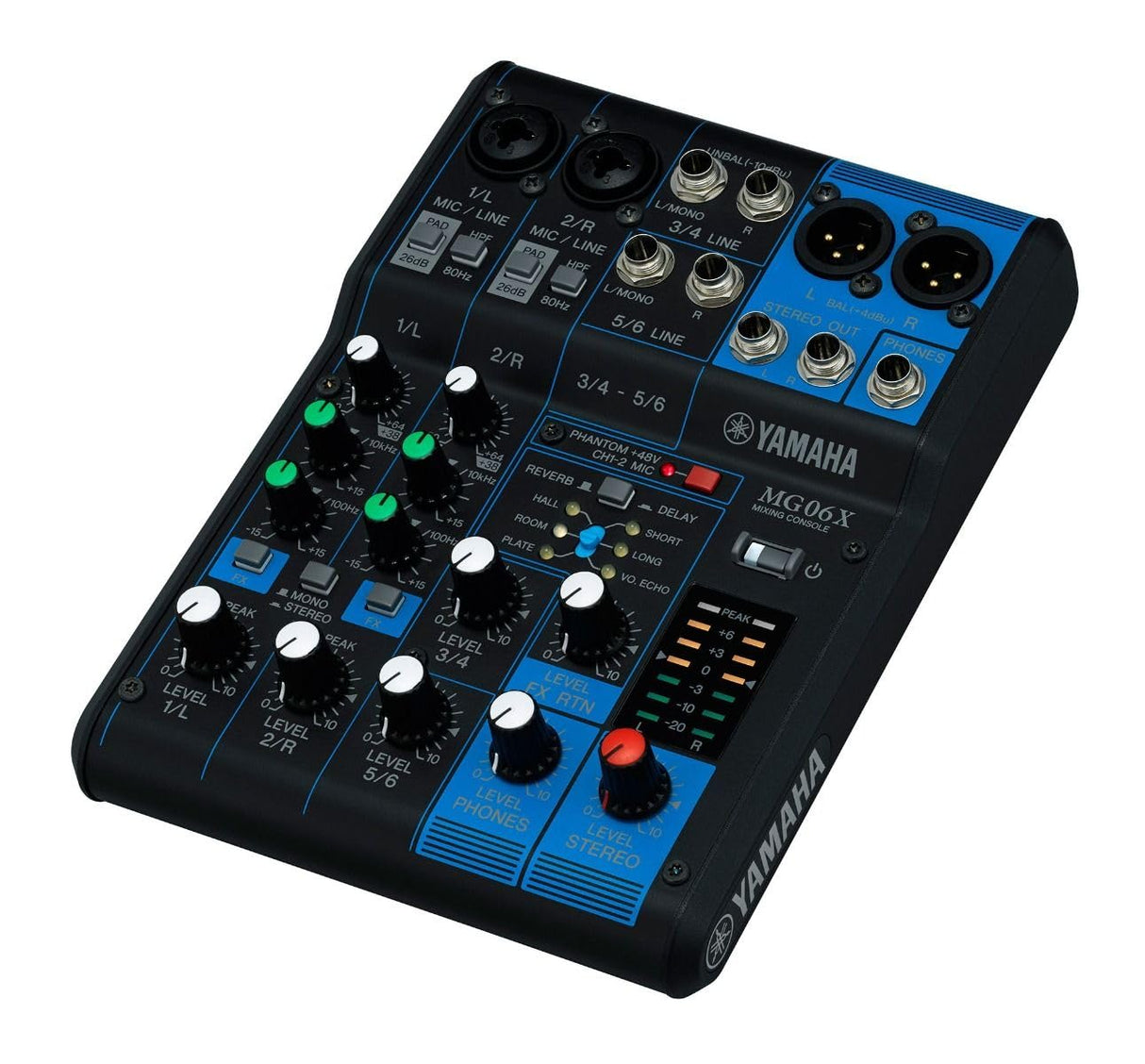 Yamaha MG06X - Mezclador compacto de 6 canales de entrada, efectos digitales SPX y preamplificadores de micrófono D-PRE