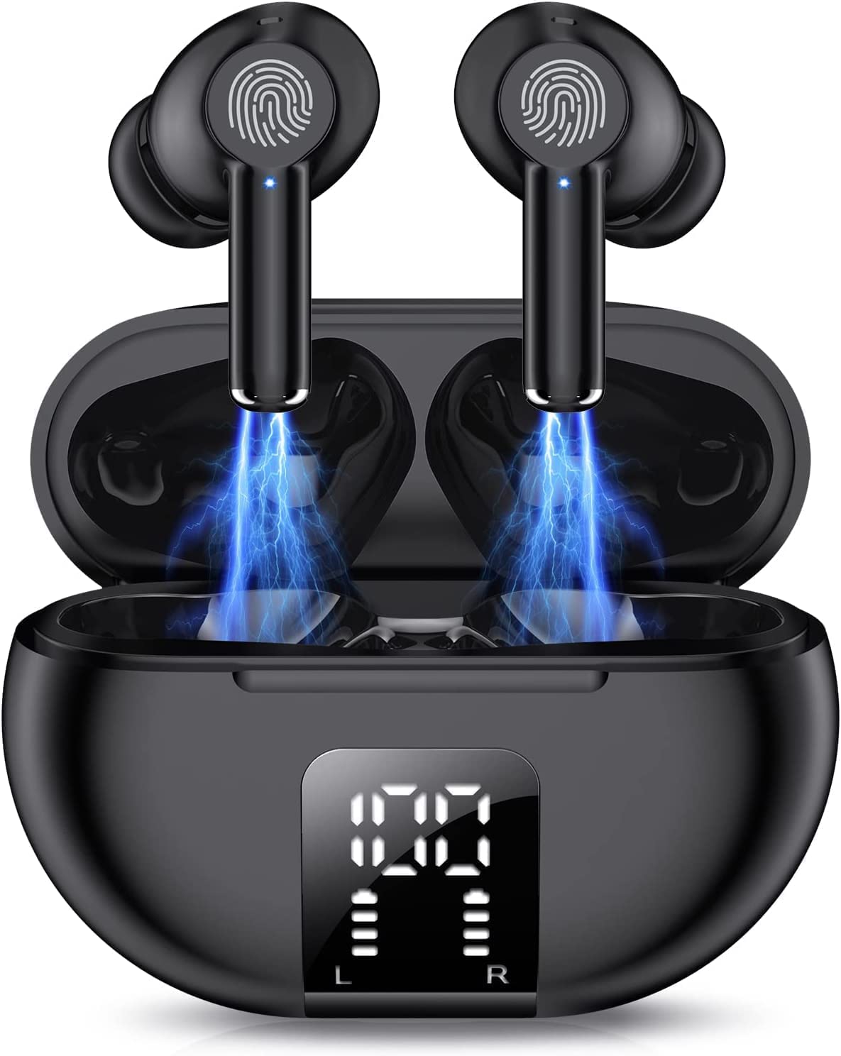 ASDRTB Auriculares inalámbricos Auriculares Auriculares de reducción de Ruido estéreo de Alta fidelidad, con micrófono, Tiempo de reproducción 48h, Pantalla LED Doble, Carrera Impermeable ip7
