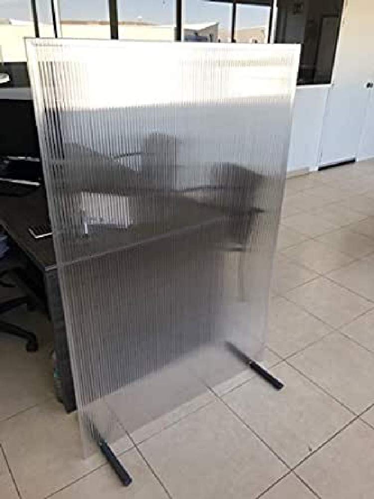 Láser y Plásticos Mamparas de protección separadoras (Pack x 2 uds.) - 100x150cm - Policarbonato celular translúcido - Puestos de trabajo, mesas de restaurante, peluquerías, gimnasios