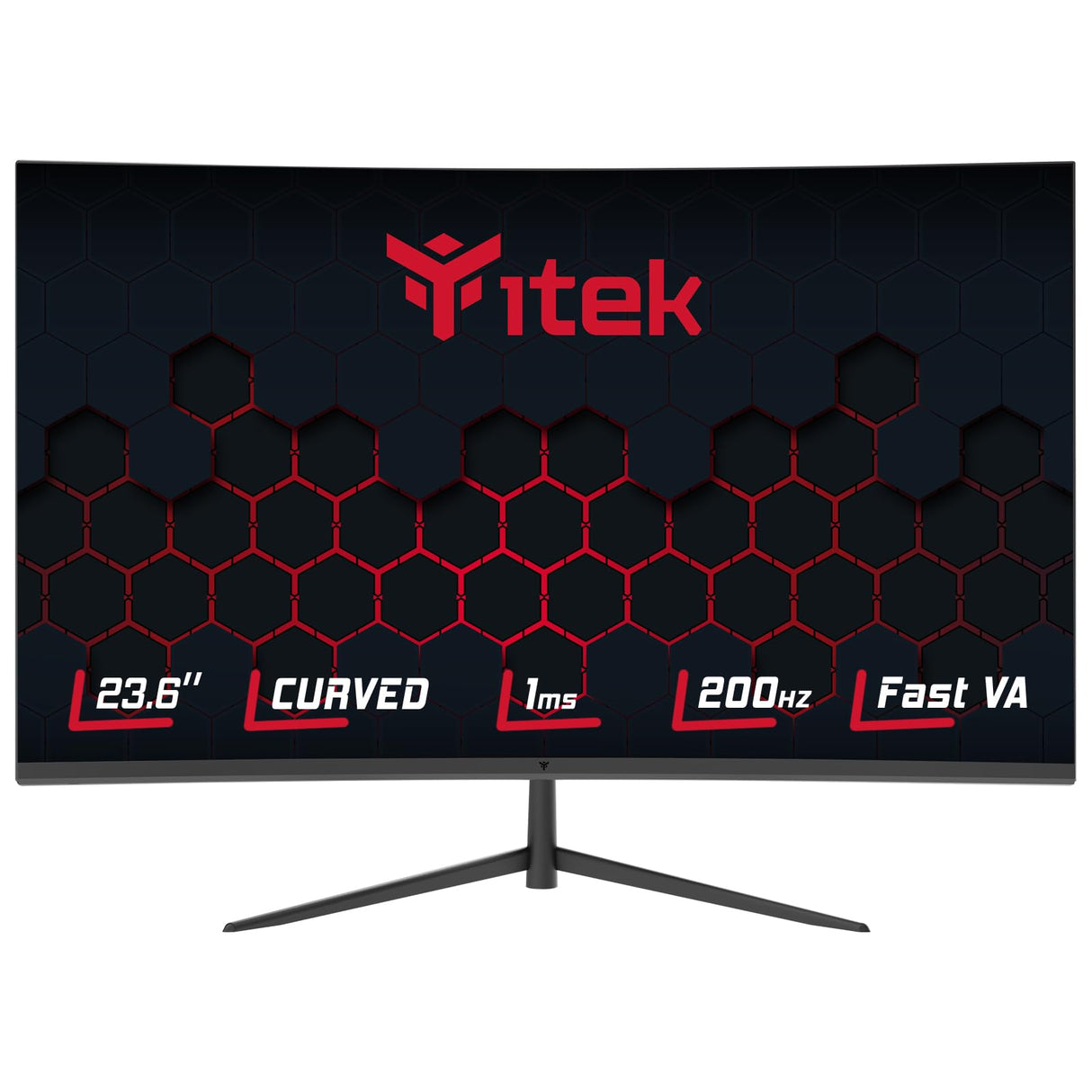 Itek Monitor GGC - 23,6" Pantalla Curva R1500, resolución FHD 1920x1080, Panel Rapide VA, 200 Hz, 16:9, 1 ms, HDMI, DP, sincronización adaptativa