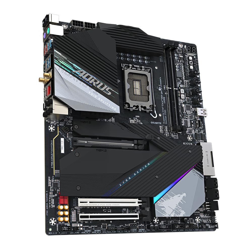 Gigabyte Z790 AORUS Tachyon X - Compatible con CPU Intel de 13ª generación, VRM Digital Directo de 15+1+2 Fases, hasta 8700 MHz DDR5 (O.C), 4 x M.2 PCIe 4.0 x4/x2, Wi-Fi 6E AX211, LAN de 2.5 GbE, USB