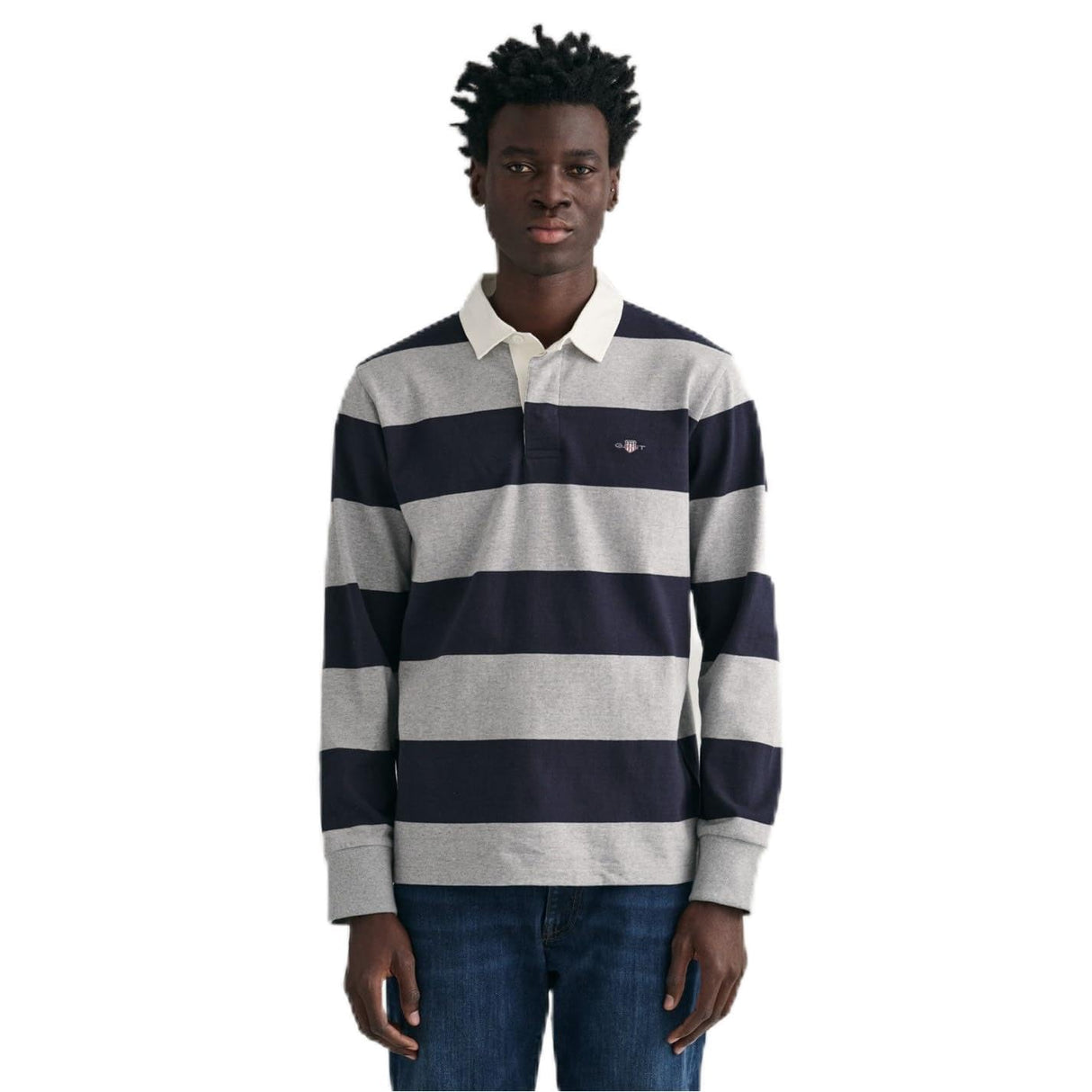 GANT Reg Shield Barstripe Heavy Rugger Camisa, Grey Melange, XL para Hombre