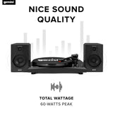 Gemini TT-900BB Stereo Turntable Music System - Belt Drive - Bluetooth input - Dual 50 Watt Stereo Speakers - Includes 45 Adapter (Black)