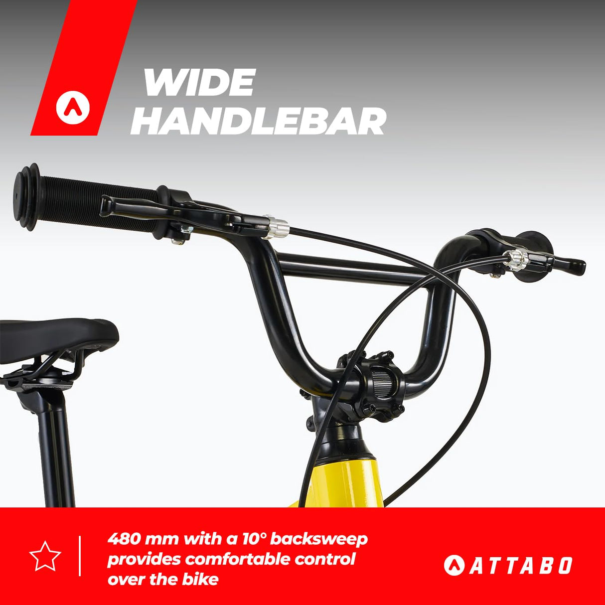 ATTABO Ease 16" Bicicleta de montaña, Juventud Unisex, Amarillo