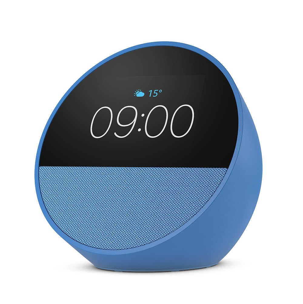 Amazon Echo Spot (modelo de 2024) | Despertador inteligente con sonido de calidad y Alexa | Azul