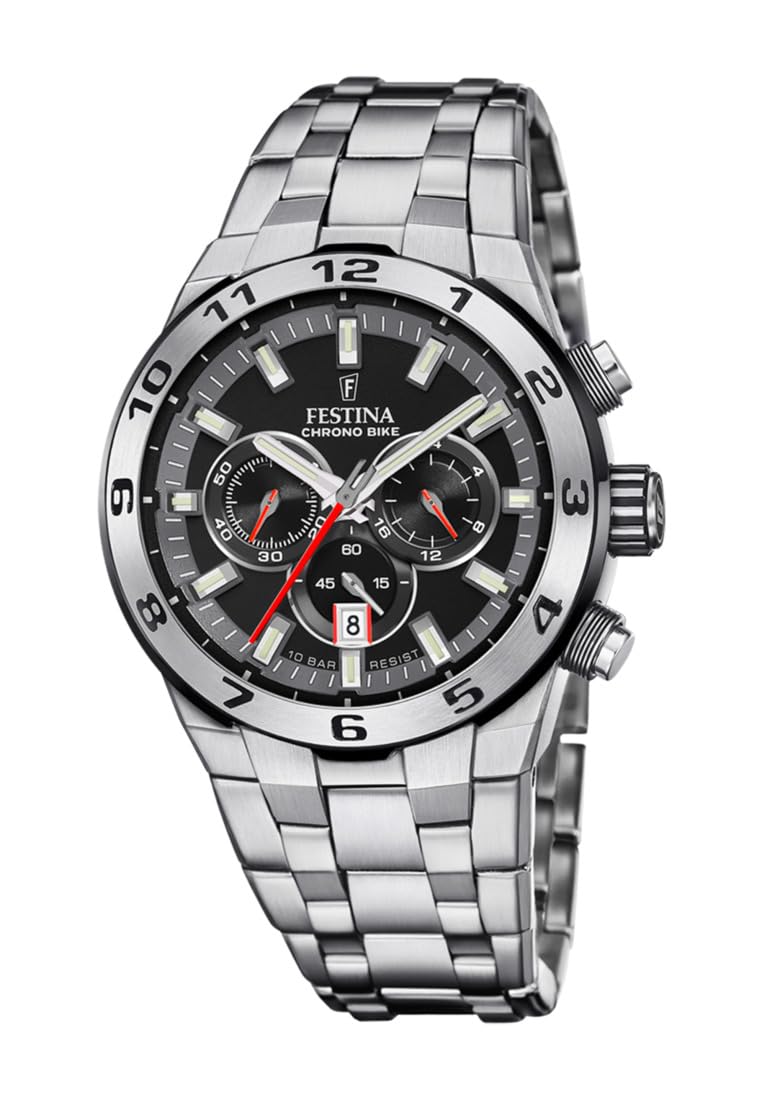 Festina Reloj Hombre F20670/6 Chrono Bike Caja de Acero Inoxidable 316l Plateado Correa de Acero Inoxidable 316l Plateado