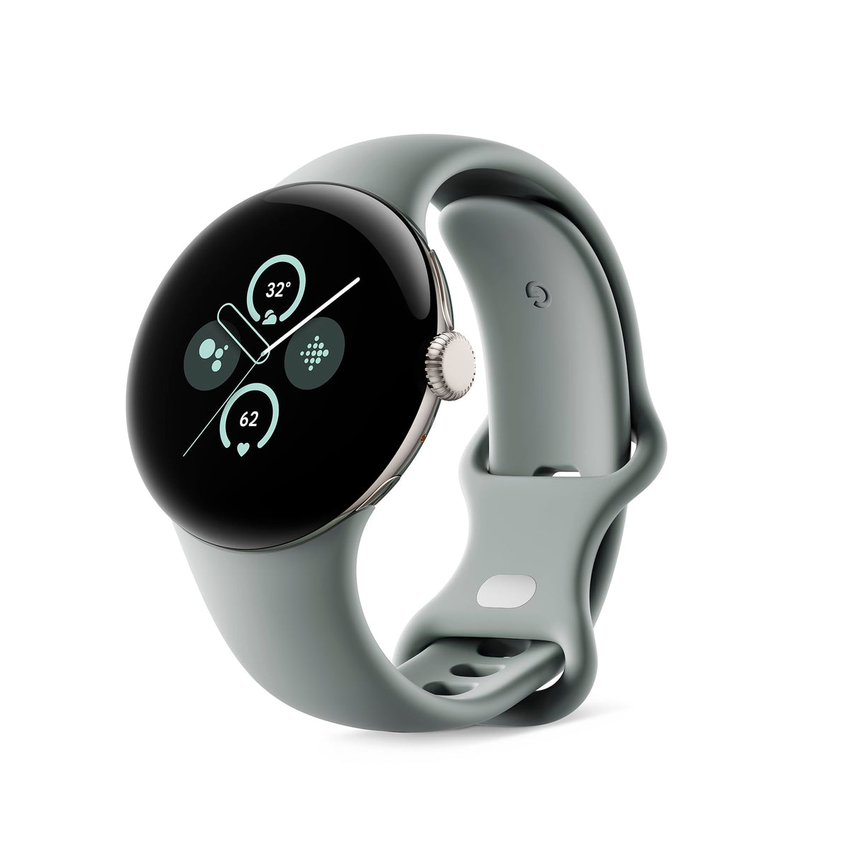 Google Pixel Watch 2 con Fitbit y Google - Control de frecuencia cardiaca, gestión del estrés y seguridad - Smartwatch Android - Caja de aluminio en tono plata Correa deportiva en Verde liquen Wi-Fi