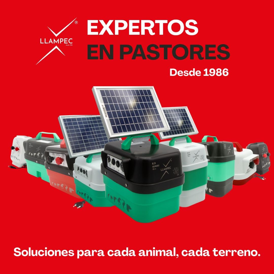 Pastor eléctrico Llampec Mod.16 con batería 12V – 4 J, 9.500 V y 40 km de alcance – Ideal para ganado equino, vacuno, porcino, ovino y animales salvajes – Batería y panel solar no incluidos